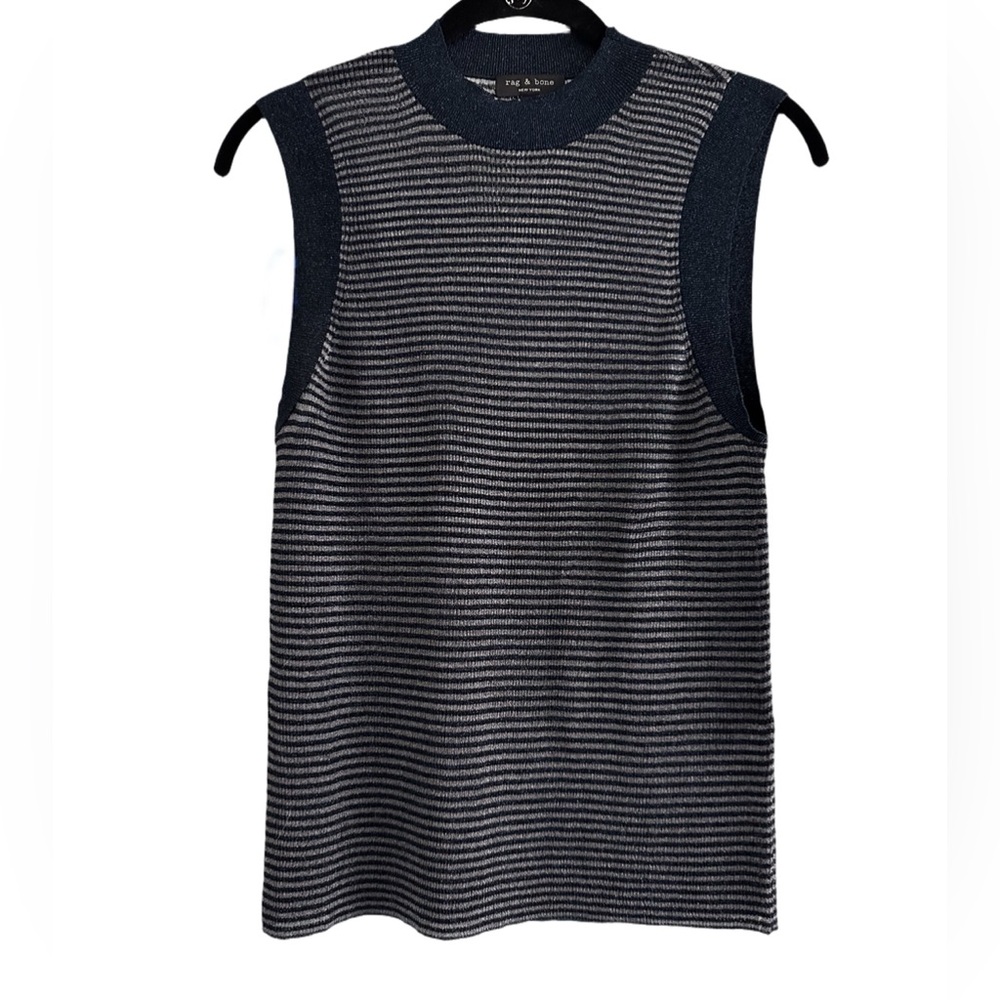 Rag & Bone Navy and Silver Knit Top